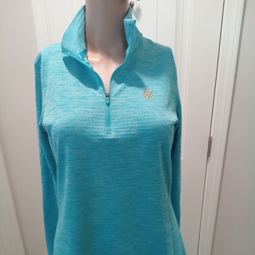 Nike Golf Dri-fit Women's Size M Turquoise Quarter-Zip Pull-over Sweatshirt